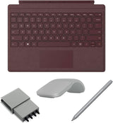 Surface Accessories Bundle (4 Items): Microsoft Surface Pro Signature Type Cover- Burgundy, Microsoft Surface Pen (Platinum), Microsoft Surface Pen Tip Multi Pack, MiniDisplay to VGA/HDMI/DVI Adapter