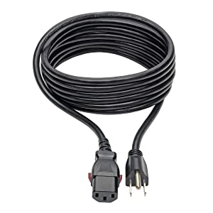 Tripp Lite Standard Computer Power Cord (NEMA 5-15P to C13 Power Cord), Locking C13 Connector, 10A, 125V, 18AWG, 10 ft. (P006-L10) 10 ft Standard