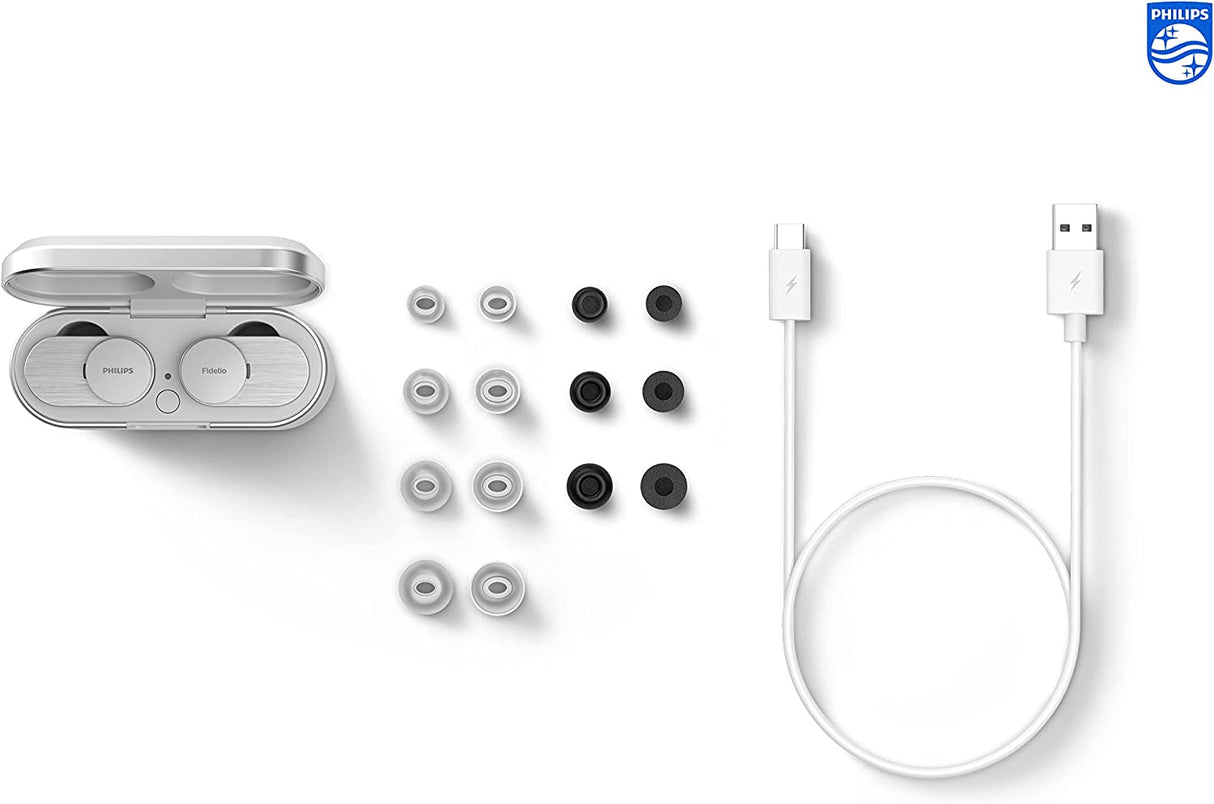 Philips Fidelio T1 Noise-Canceling True Wireless In-Ear Headphones (White)