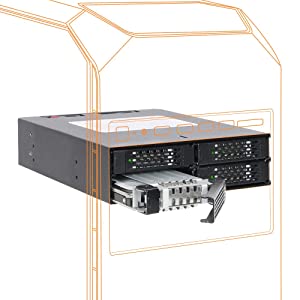 ICY DOCK Full Metal 4 x 2.5 SAS/SATA HDD/SSD Mobile Rack Enclosure for 5.25" Bay (with Fan Control) | ToughArmor MB994SP-4SB-1