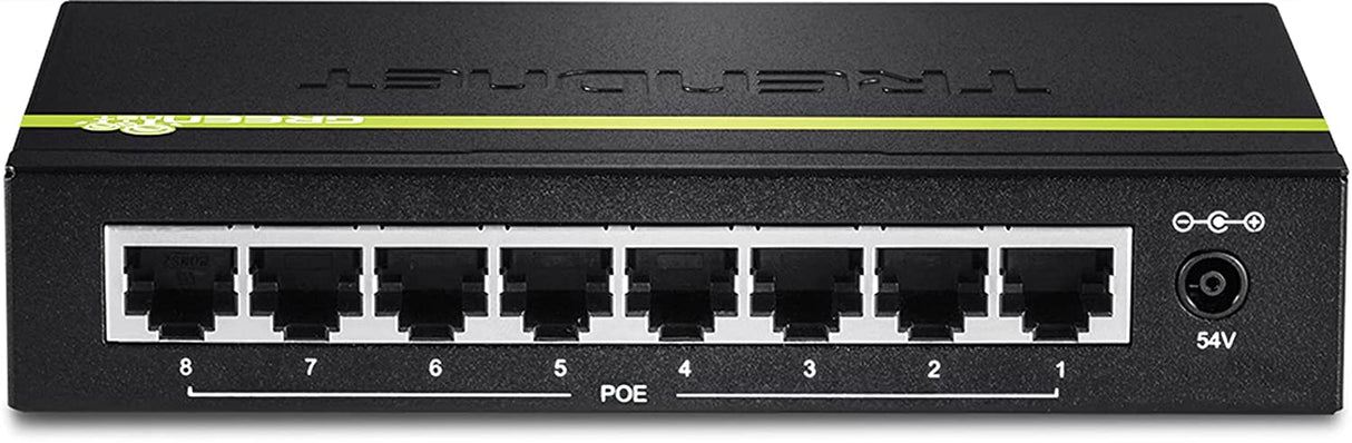 TRENDnet 8-Port Gigabit PoE+ Switch, 8 x Gigabit PoE+ Ports, 123W PoE Power Budget, 16 Gbps Switching Capacity, Desktop Switch, Ethernet Network Switch, Metal, Lifetime Protection, Black, TPE-TG80G Gigabit PoE 8-Port|123W