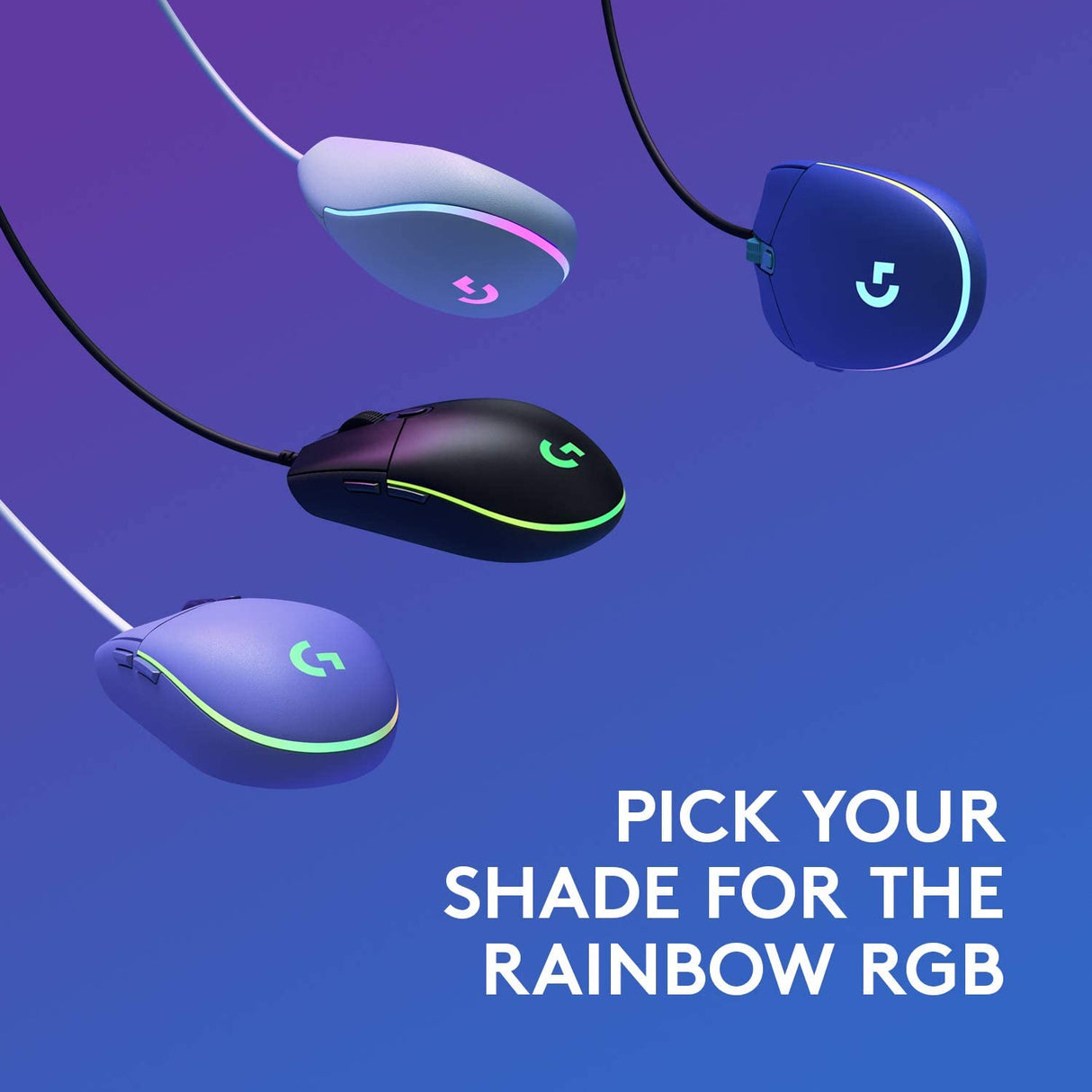 Logitech G203 Wired Gaming Mouse, 8,000 DPI, Rainbow Optical Effect LIGHTSYNC RGB, 6 Programmable Buttons, On-Board Memory, Screen Mapping, PC/Mac Computer and Laptop Compatible - Blue Mouse Only Blue