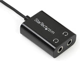 StarTech.com Black Slim Mini Jack Headphone Splitter Cable Adapter - 3.5mm Audio Mini Stereo Y Splitter - 3.5mm Male to 2x 3.5mm Female (MUY1MFFADP) Adapter Black