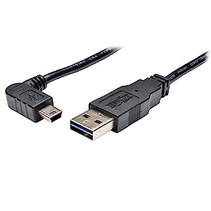 TRIPP LITE 6-Feet USB 2.0 Universal Reversible Cable A to Right Angle 5-Pin Mini B, Black (UR030-006-RAB)