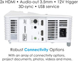 Optoma EH200ST Full 3D 1080p 3000 Lumen DLP Short Throw Projector with 20,000:1 Contrast Ratio and MHL Enabled HDMI Port , white 3000 lumens/Short Throw