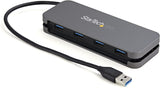 StarTech.com 4 Port USB 3.0 Hub - USB-A to 4X USB-A - SuperSpeed 5Gbps Portable USB 3.1 Gen 1 Type-A Hub - USB Bus Powered - Laptop/Desktop USB Hub with Long Cable 11" &amp; Cable Management (HB30AM4AB)