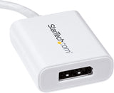 StarTech.com USB C to DisplayPort Adapter - 4K 60Hz/8K 30Hz - USB Type-C to DP 1.4 HBR2 Adapter Dongle - Compact USB-C (DP Alt Mode)Monitor Video Converter - Thunderbolt 3 Compatible - White(CDP2DPW) White 8K 30Hz DP 1.4 HBR2 Adapter