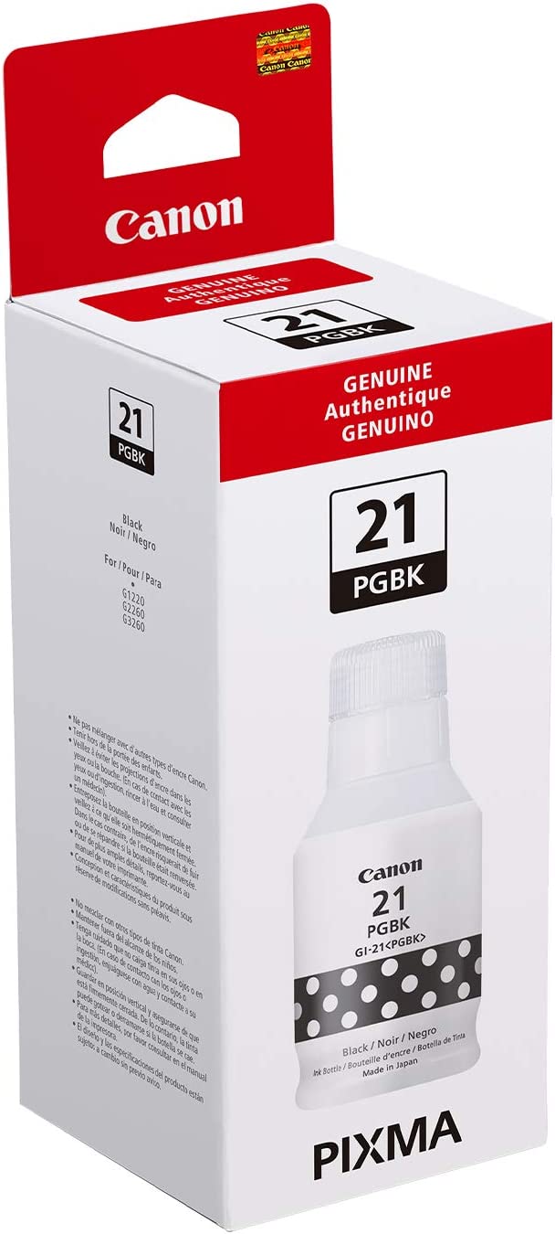 Canon GI-21 Pigment Black Ink Bottle, Compatible to G3260, G2260 and G1220 Supertank Printers (one Size) GI-21 Black Ink Bottle