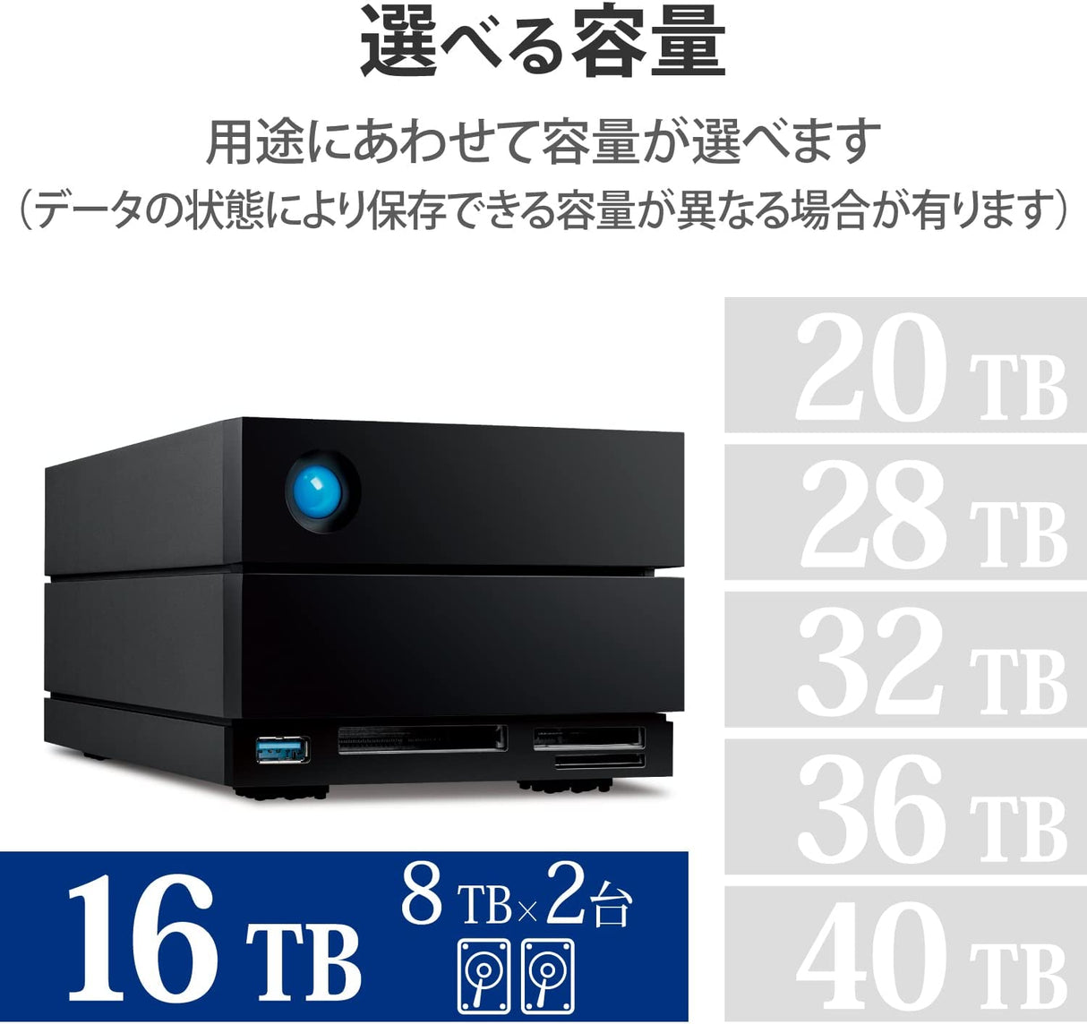 Seagate LaCie 2big Dock RAID 16TB External HDD - Thunderbolt and USB4 Compatibility, Data Recovery (STLG16000400)