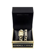Kendallkylie Kendall + Kylie Ladies Quartz Movement Chunky Chain Watch with Rectangle Face and Matching Bracelet Set