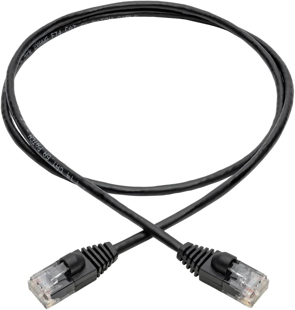 Tripp Lite Cat6a 10G Ethernet Cable, Snagless Molded Slim UTP Network Patch Cable (RJ45 M/M), Black, 3 ft. (N261-S03-BK) Black 3-ft.