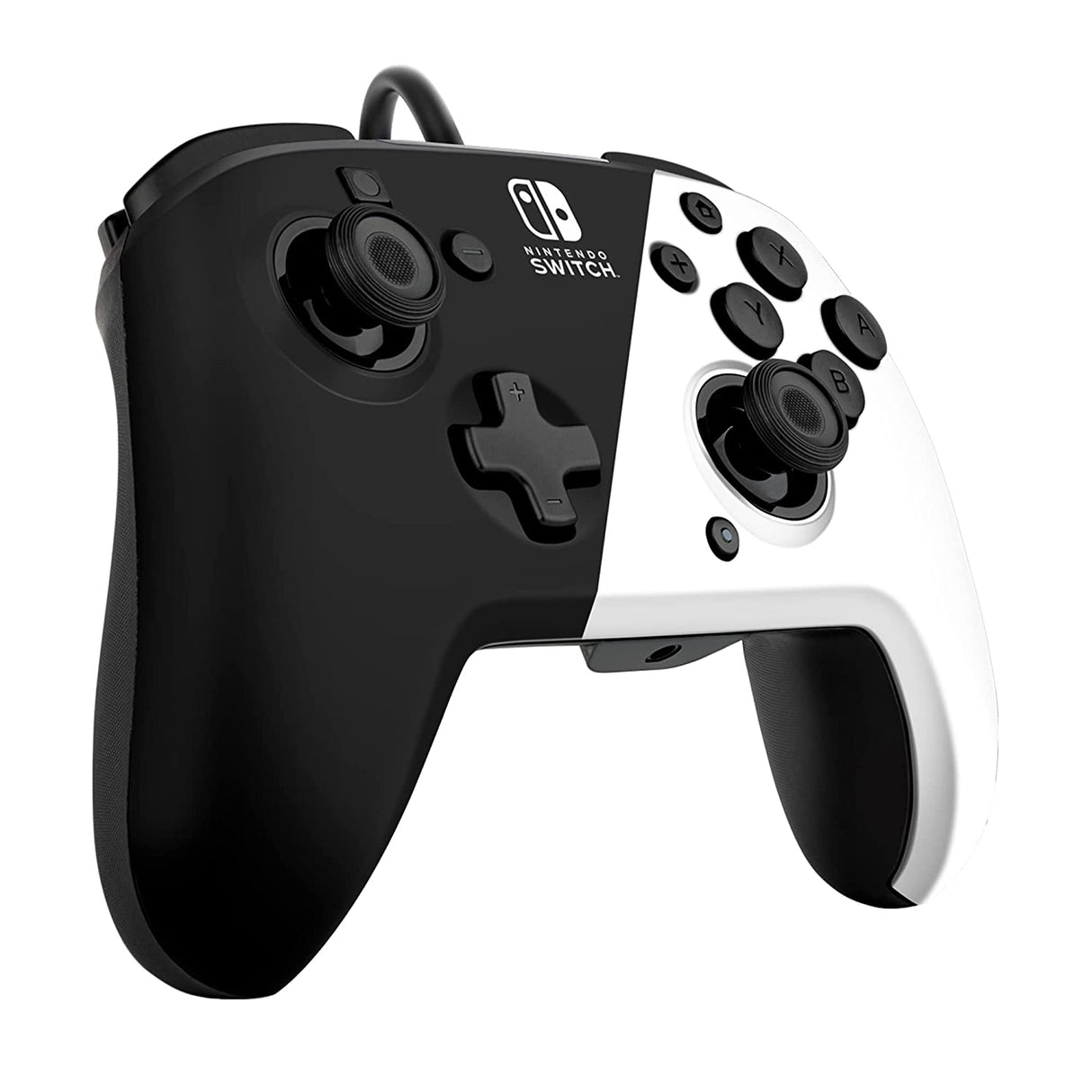 PDP Gaming Faceoff Deluxe+ Wired Switch Pro Controller - Officially Licensed by Nintendo - OLED Model- Black/White - Nintendo Switch Black/White OLED Edition Wired Controller