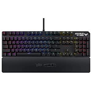 ASUS Mechanical PC Gaming Keyboard for PC - TUF K3 | Programmable Onboard Memory | Dedicated Media Controls, Aura Sync RGB Lighting | Detachable Magnetic Wrist Rest | Highly Durable | Black