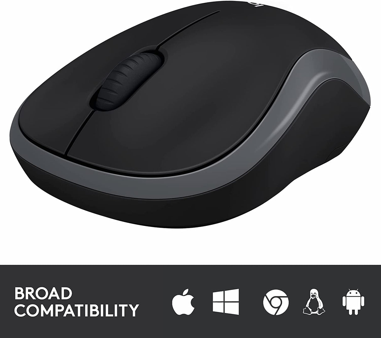 Logitech M185 Wireless Mouse, 2.4GHz with USB Mini Receiver, 12-Month Battery Life, 1000 DPI Optical Tracking, Ambidextrous, Compatible with PC, Mac, Laptop - Black Black Mouse