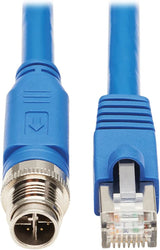Tripp Lite M12 X-Code Cat6a Shielded Ethernet Cable, M12/RJ45 Cable, 10G F/UTP CMR-LP (M/M), IP68, 60W Power Over Ethernet, Blue, 32.8 Feet / 10 Meters, (NM12-6A2-10M-BL) M12 to RJ45 32.8 ft / 10M