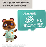 SanDisk 512GB microSDXC-Card, Licensed for Nintendo -Switch - SDSQXAO-512G-GNCZN Animal Crossing Leaf 512GB