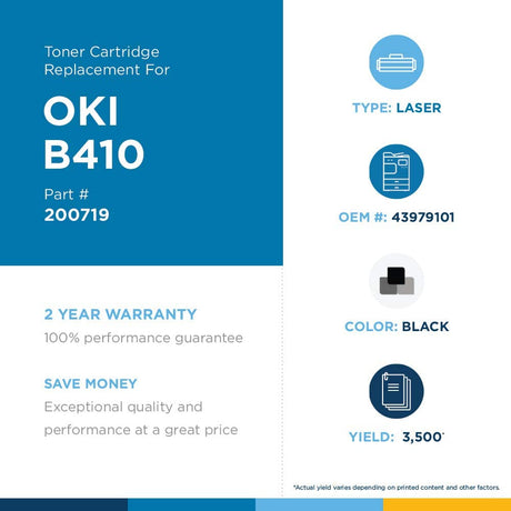 Clover imaging group Clover Replacement Toner Cartridge for OKI 43979101 | Black