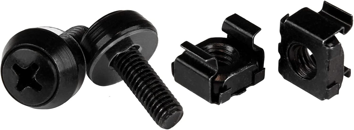 StarTech.com M5 Cage Nuts and Screw - 12 mm Rack Screws and Cage Nuts - 50 Pack - Black - Replacement Serve Rack Screws (CABSCREWM5B) Black Cage Nuts and Mounting Screws 50x M5 Black Cage Nuts and Mounting Screws