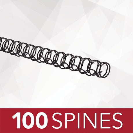GBC Binding Spines/Spirals/Coils, 1/4" Diameter, 40 Sheet Capacity, 3:1 Pitch, WireBind, Black, 100 Pack (9775008) 3:1 Pitch 1/4" Diameter/40 Sheet Capacity