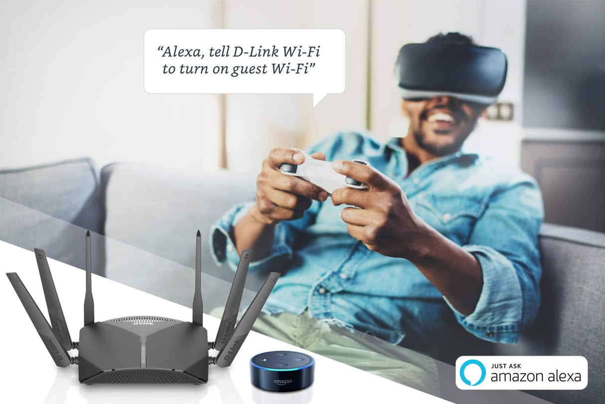 D-Link Smart AC1750 High-Power Gigabit Router With Voice Control w/Amazon Alexa Or Google Assistant, Enhanced Parental Controls, MU-MIMO Router, Dual Band AC 3000 Dual-Band