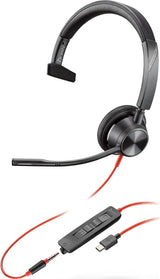 Plantronics - Blackwire 3315 Wired, Single Ear (Mono) USB-A Headset with Boom Mic (Poly) - Connect to PC/Mac via USB-A or mobile/tablet via 3.5 mm connector - Works with Teams (Certified), Zoom &amp; more