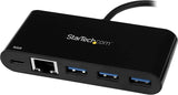 StarTech.com USB C to Ethernet Adapter - 3 Port - with Power Delivery (USB PD) - Power Pass Through Charging - USB C Adapter (US1GC303APD) Black Laptop Charging w/ 3x USB-A