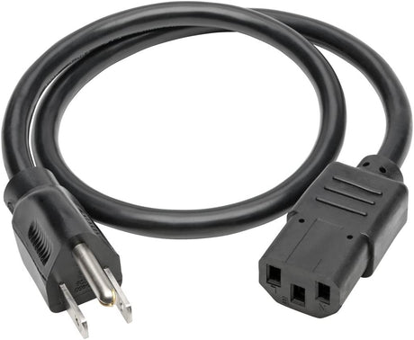Tripp Lite Computer Power Cord, 13A, 16AWG (NEMA 5-15P to IEC-320-C13) 2-ft.(P006-002-13A) Black 2ft. 13A Power Cord