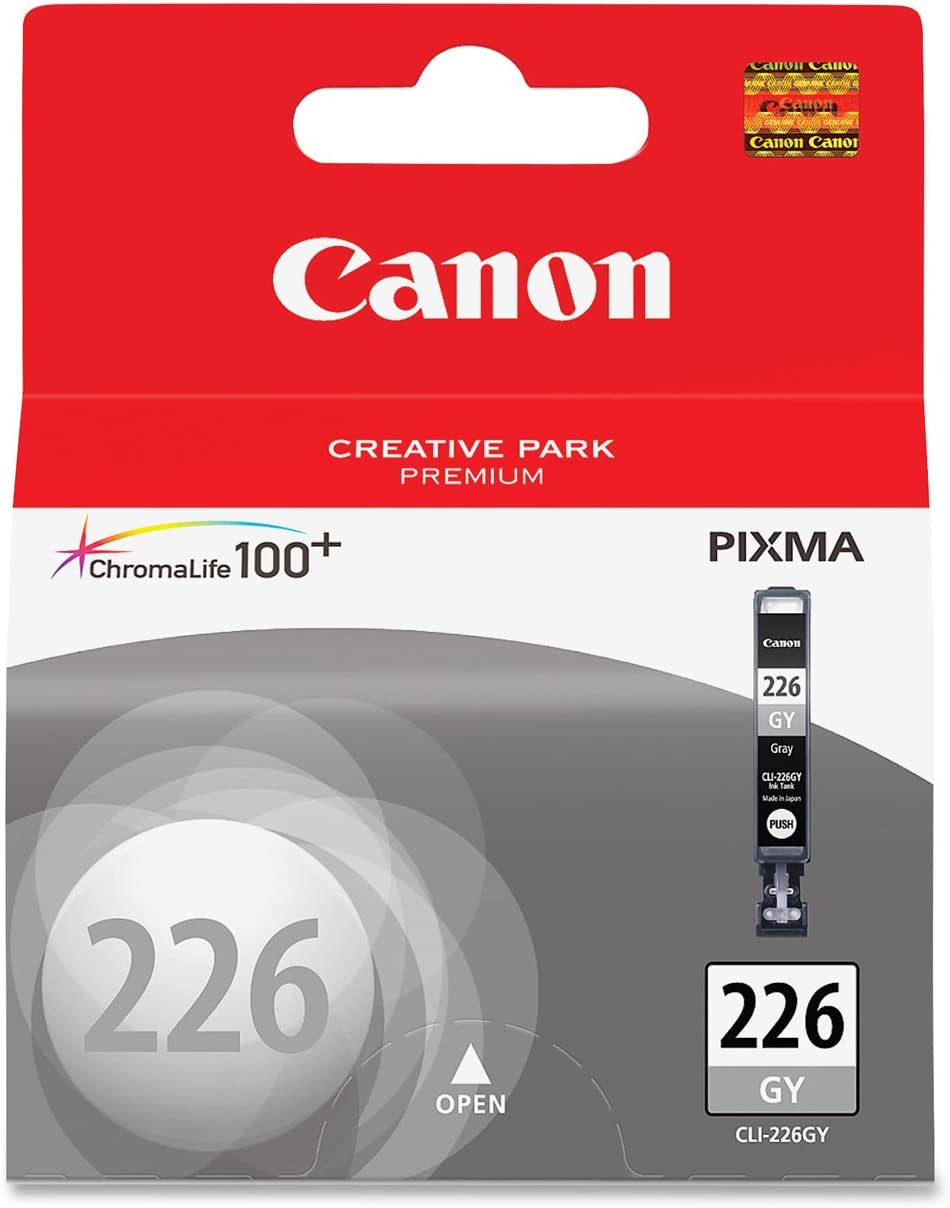 Canon PGI-225 Black Ink Tank, 1 Pack (PGI-225 Pigment Black) (CNMPGI225BK) &amp; Genuine Canon CLI-226 Ink Tank, Grey Ink + Ink Grey