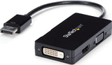 StarTech.com 3 in 1 DisplayPort Multi Video Adapter Converter - 1080p DP Laptop to HDMI VGA or DVI Monitor or Projector Display (DP2VGDVHD),VGA / DVI / HDMI (Black) Black DisplayPort (Input) DisplayPort Adapter