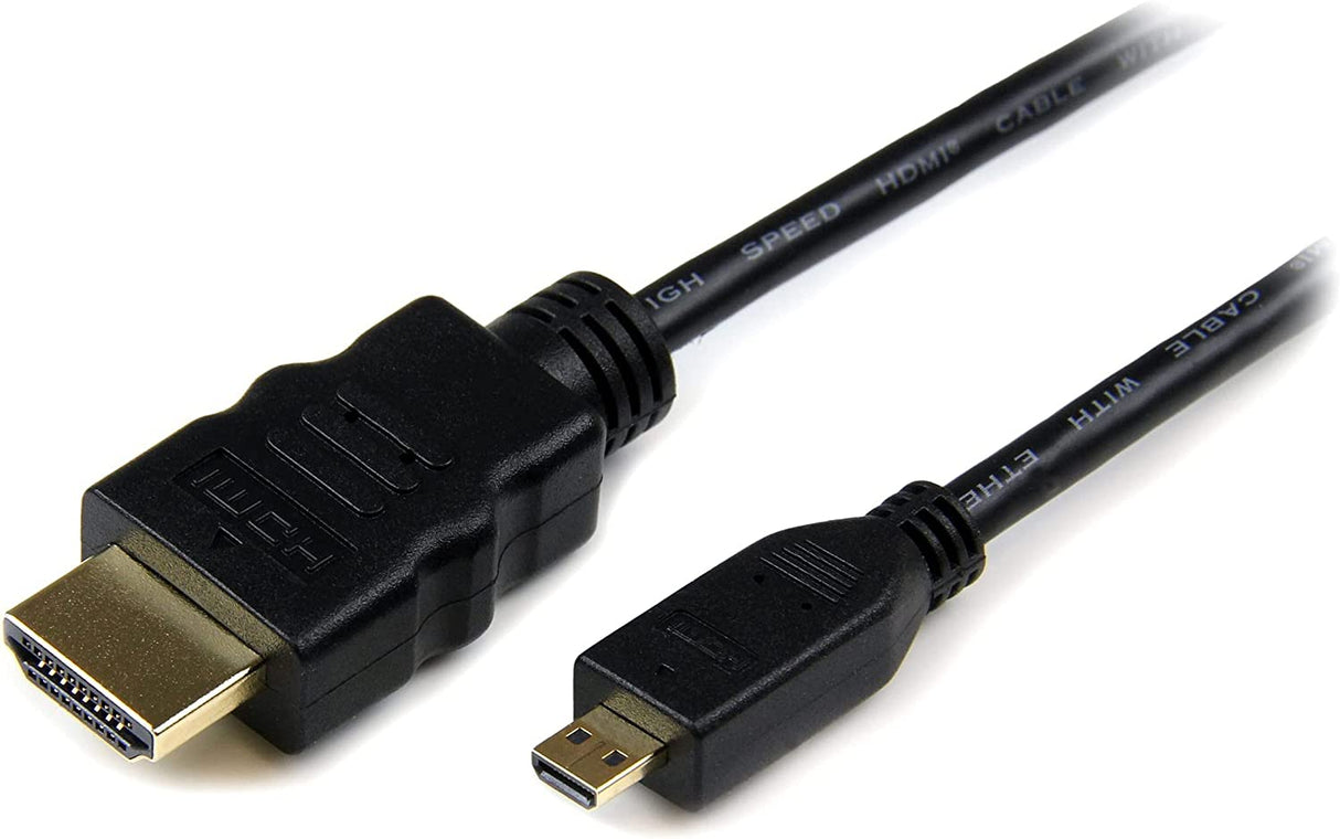 StarTech.com 3m Micro HDMI to HDMI Cable with Ethernet - 4K 30Hz Video - Durable High Speed Micro HDMI Type-D to HDMI 1.4 Adapter Cable/Converter Cord - UHD HDMI Monitors/TVs/Displays - M/M (HDADMM3M) 10 ft / 3m HDMI to Micro HDMI