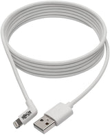 TRIPP LITE Right-Angle Lightning to USB Sync Charging Cable for iPhone iPad Apple White MFI Certified 3' (M100-003-LRA-WH) White 3 ft. (Right Angle)