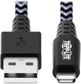 Tripp Lite Heavy Duty USB to Lightning Charging &amp; Data Cable, Heavy Duty with Braided Jacket, MFi Certified for Apple iPhone, iPad &amp; iPod - 6 Feet / 1.8 Meters, 2-Year Warranty (M100-006-HD) Black/White 6 ft. (Heavy Duty)