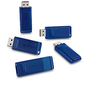 Verbatim 16GB USB 2.0 Flash Drive - Cap-Less &amp; Universally Compatible - 5 Pack - Blue - 99810 16 GB 5 Pack Standard Packaging