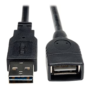 Tripp Lite Universal Reversible USB 2.0 Hi-Speed Extension Cable (Reversible A to A M/F), 10-ft.(UR024-010),Black