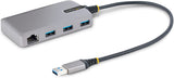 StarTech.com 3-Port USB Hub with Ethernet - 3X USB-A Ports - Gigabit Ethernet (RJ-45) - USB 3.0 5Gbps - Bus-Powered - 1ft/30cm Long Cable - Portable Laptop USB Hub Adapter w/GbE (5G3AGBB-USB-A-HUB)