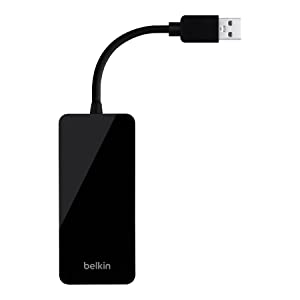 Belkin USB 3.0 Hub with 3 USB Ports &amp; Gigabit Ethernet - USB Splitter - USB Hub 3.0 - USB Docking Station - Ethernet Adapter For Laptop - USB Adapter - USB Hub For Laptop - USB Ethernet Adapter- Black