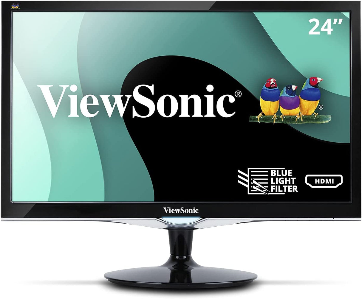 ViewSonic VX2452MH 24 Inch 2ms 60Hz 1080p Gaming Monitor with HDMI DVI and VGA inputs, Black 24-Inch