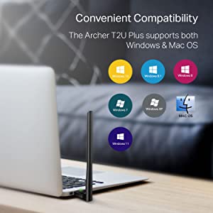 TP-Link AC600 USB WiFi Adapter for PC (Archer T2U Plus)- Wireless