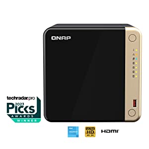 QNAP TS-464-8G-US 4 Bay High-Performance Desktop NAS with Intel Celeron Quad-core Processor, M.2 PCIe Slots and Dual 2.5GbE (2.5G/1G/100M) Network Connectivity (Diskless) 8G RAM 4 Bay Diskless