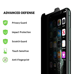 Belkin SCREENFORCE Tempered Glass Privacy Screen Protector for iPhone X, iPhone Xs, iPhone 11 Pro (OVA004zz) iPhone 11 Pro Privacy TemperedGlass