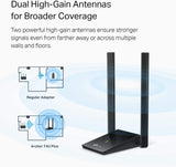 TP-Link USB WiFi Adapter, AC1300Mbps Dual Band 5dBi High Gain Antenna 2.4GHz/ 5GHz Wireless Network Adapter for Desktop PC (Archer T4U Plus)- Supports Windows 11/10/8.1/8/7, Mac OS 10.9 - 10.14 AC1300 Dual Band