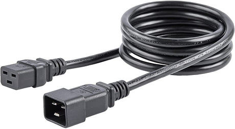 StarTech.com 6ft (1.8m) Heavy Duty Extension Cord, IEC 320 C19 to IEC 320 C20 Black Extension Cord, 15A 125V, 14AWG, Heavy Gauge Extension Cable, Heavy Duty AC Power Cord, UL Listed (PXTC19C20146) 6ft 14 AWG