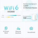TP-Link Deco AX3000 WiFi 6 Mesh System (Deco X50) - Covers up to 4,500 Sq.Ft, Replaces Wireless Router and Extender, 3 Gigabit Ports per Unit, Supports Ethernet Backhaul, 2-Pack WiFi 6 | AX3000