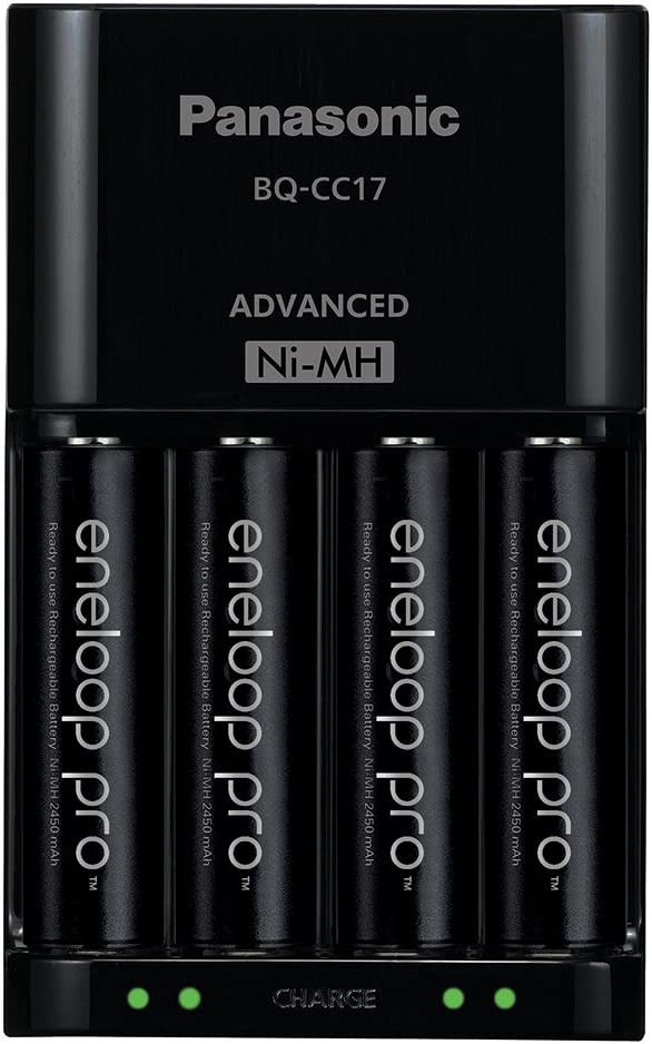 Panasonic K-KJ17KHCA4A 4-Position Charger with AA eneloop PRO Rechargeable Batteries, 4 pk AA 4-Pack w/ Standard Charger