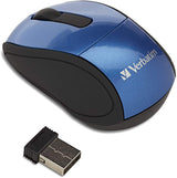 Verbatim 2.4G Wireless Mini Travel Optical Mouse with Nano Receiver for Mac and PC - Blue