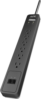 APC 6-Outlet Surge Protector Power Strip with Telephone Protection, 1080 Joules, SurgeArrest Essential (PE6T) , Black