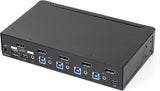 StarTech.com 4 Port DisplayPort KVM Switch - DP KVM Switch with Audio and Built-in USB 3.0 Hub for Peripherals - 4K 30Hz (SV431DPU3A2)