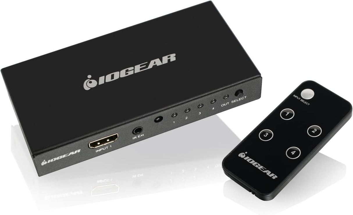 IOGEAR HDMI 4- Port 4K 60Hz Switch - 4 In x 1 Out - HDMI 2.0 and HDCP 2.2 Compliant - TrueHD &amp; DTS-HD 7.1 Digital Surround Sound - IR Remote Control - Xbox - PS4 - Roku - HDTV Monitor - GHDSW4K4