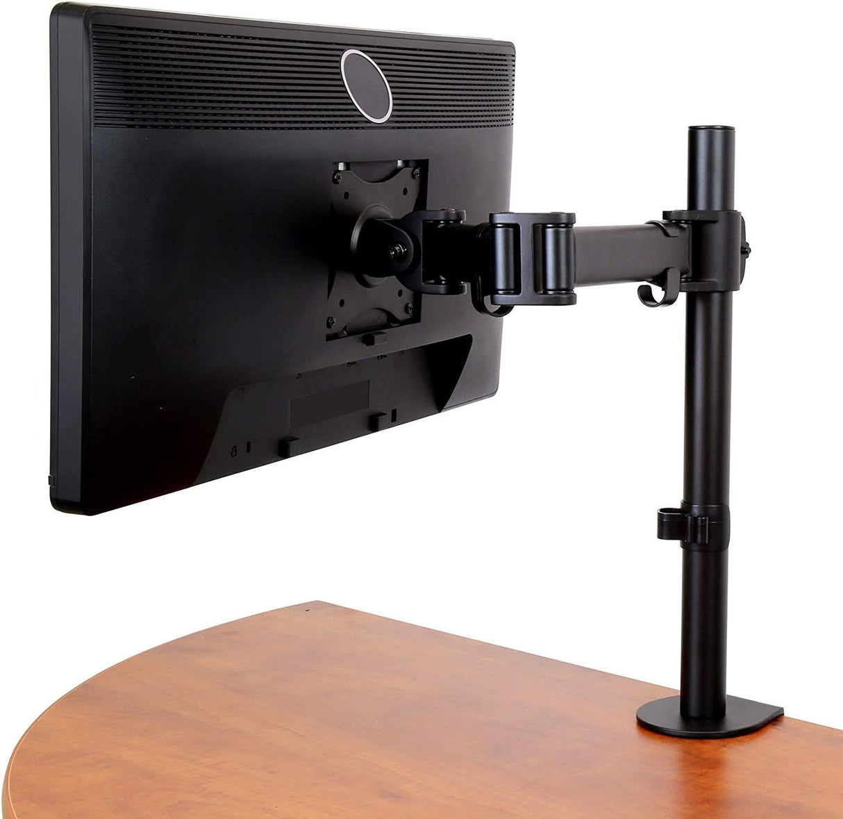 StarTech.com Desk Mount Monitor Arm for up to 34" VESA Compatible Displays - Articulating Pole Mount Single Monitor Arm - Ergonomic Height Adjustable - Desk Clamp/Grommet (ARMPIVOTB) - Black