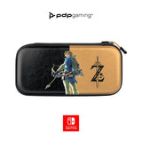 PDP Gaming Officially Licensed Switch Slim Deluxe Travel Case - Zelda Breath of the WIld - Semi-Hardshell - Console Stand - Protective PU Leather - Holds 14 Games - Works with Switch OLED &amp; Lite Hyrule Hero Link